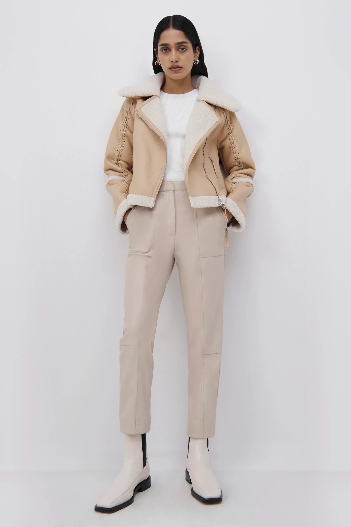 Corinne Sherpa Moto Jacket