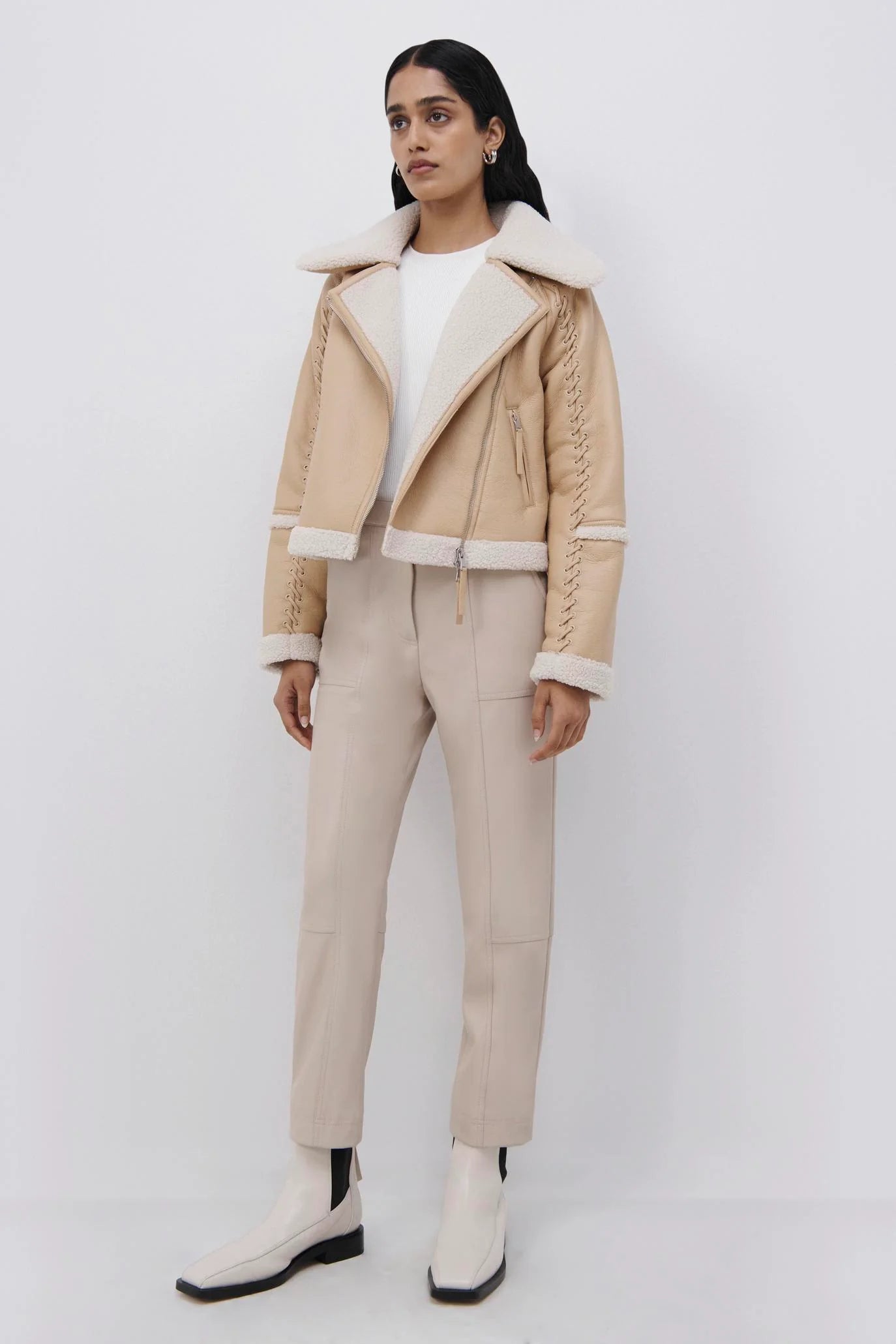 Corinne Sherpa Moto Jacket