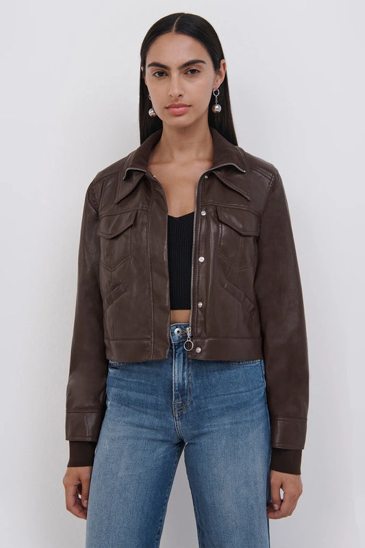 Becka Vegan Leather Zip Up Jacket