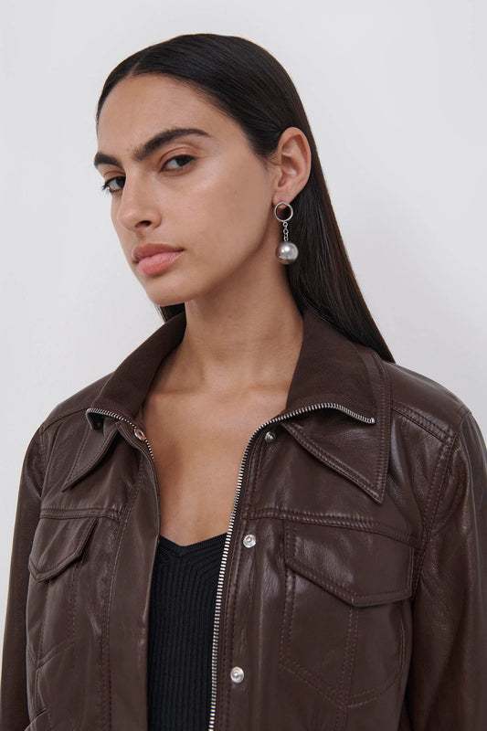 Becka Vegan Leather Zip Up Jacket