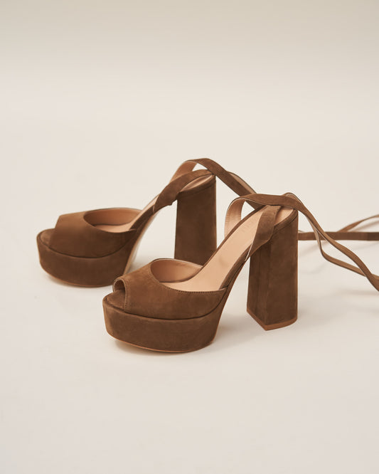 Bellini Tie-Up Suede Platform Sandals